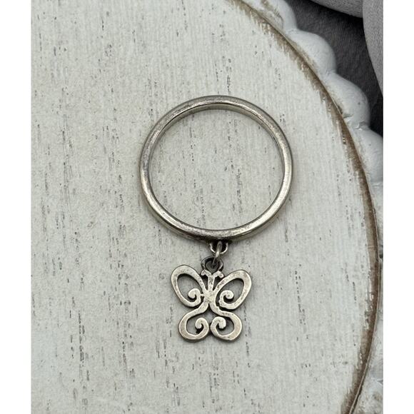 James Avery Sterling Silver Spring Butterfly Dangle Charm Ring 2.78G / Sz 8 - Picture 1 of 6